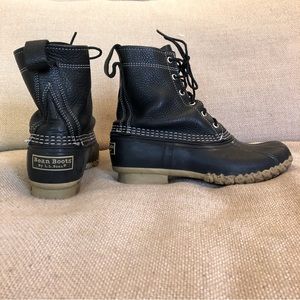 L.L. Bean 8” Duck Boots, black leather, size 8 (FITS LIKE SIZE 9)